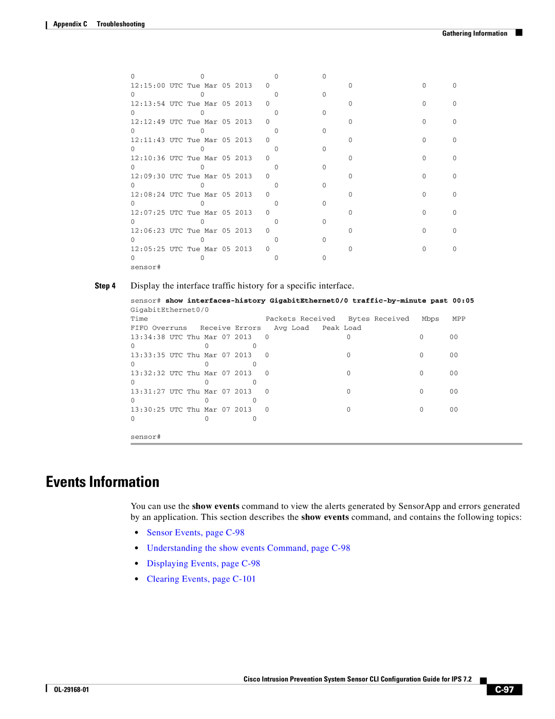 Cisco Systems IPS4510K9 manual Events Information 