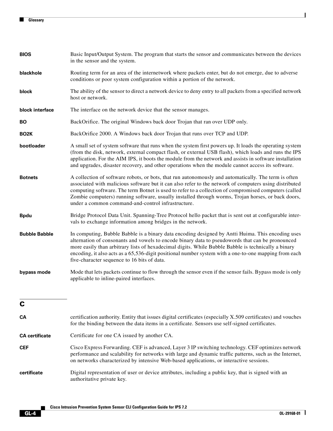 Cisco Systems IPS4510K9 manual Certificate for one CA issued by another CA, Authoritative private key, GL-4 