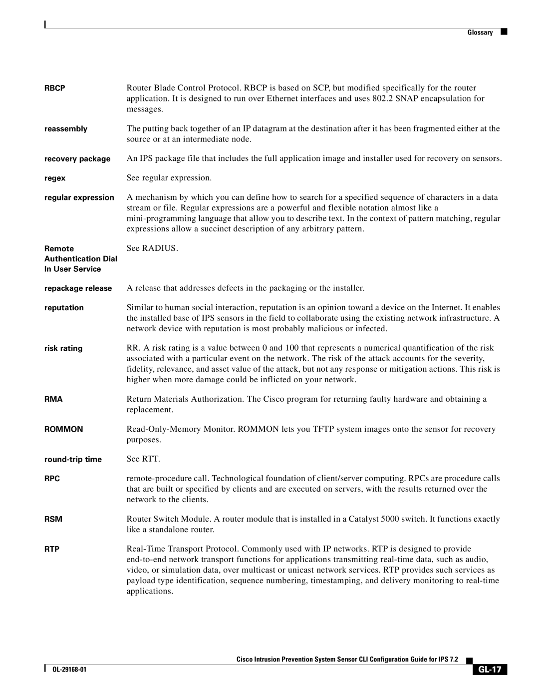 Cisco Systems IPS4510K9 manual GL-17 