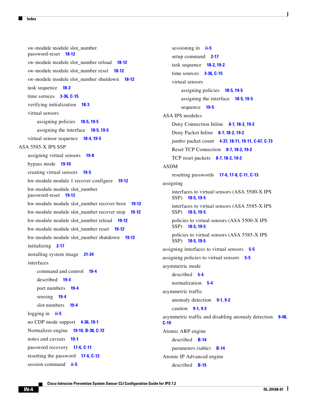 Cisco Systems IPS4510K9 manual Asdm, Ssp, IN-4 