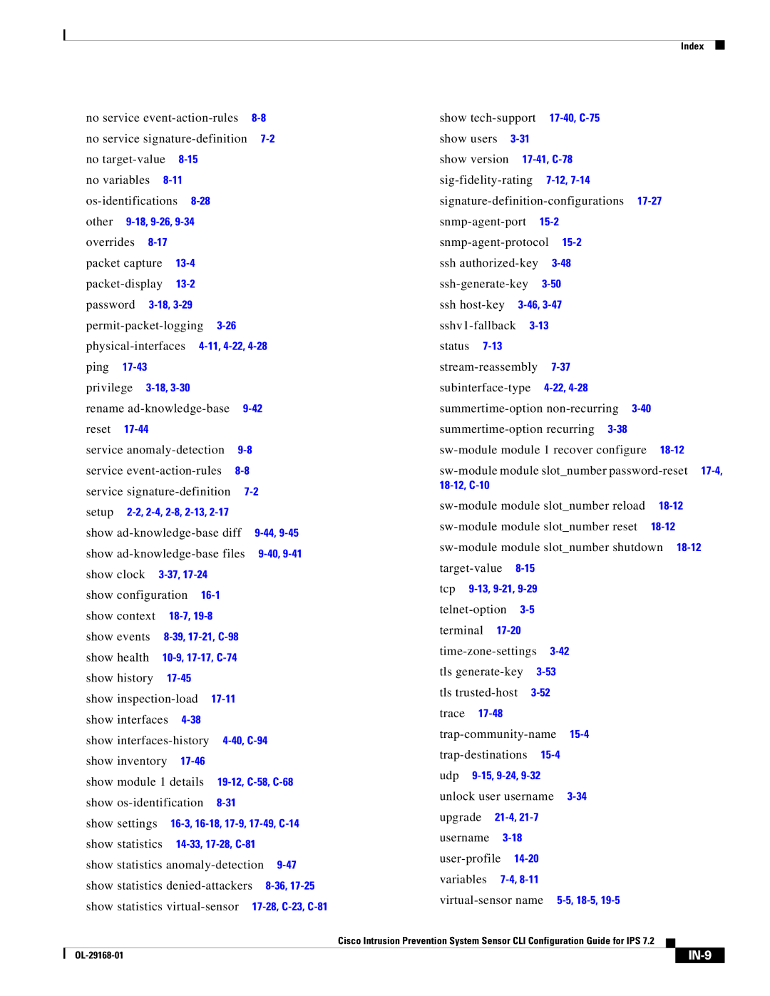 Cisco Systems IPS4510K9 manual IN-9 