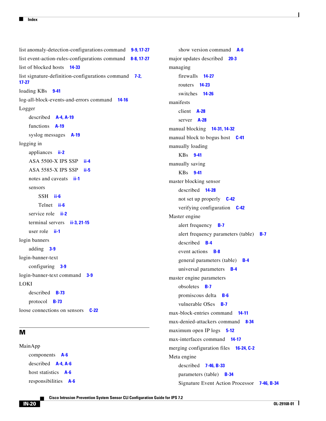 Cisco Systems IPS4510K9 manual Ssh, Loki, IN-20 