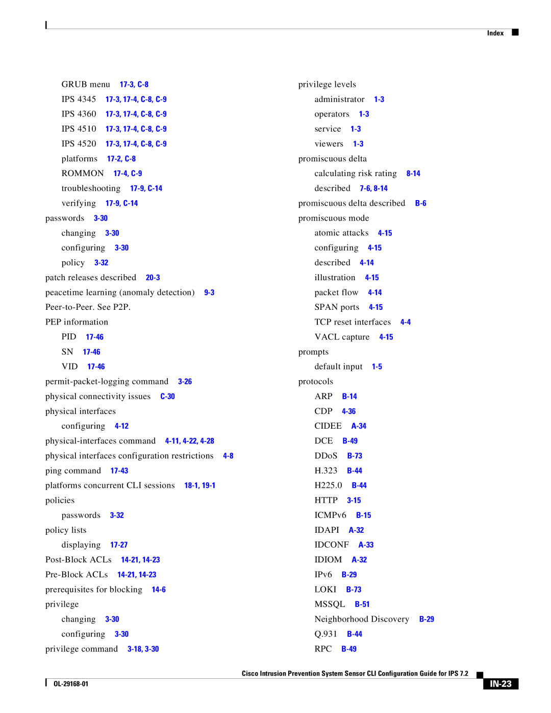 Cisco Systems IPS4510K9 manual IN-23 