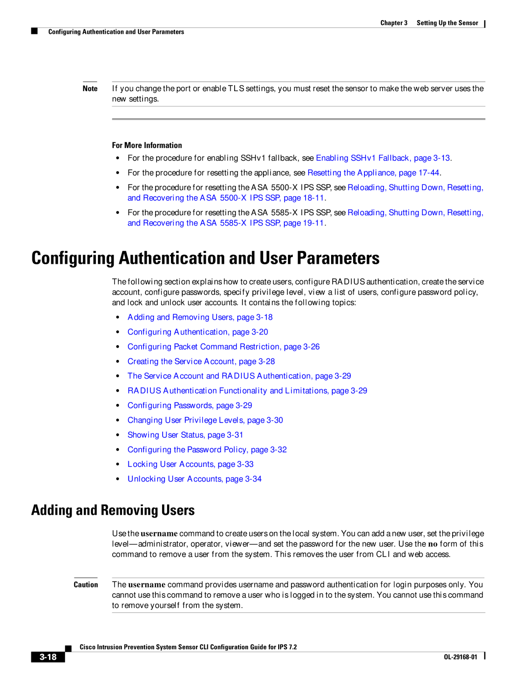 Cisco Systems IPS4510K9 manual Configuring Authentication and User Parameters, Adding and Removing Users 