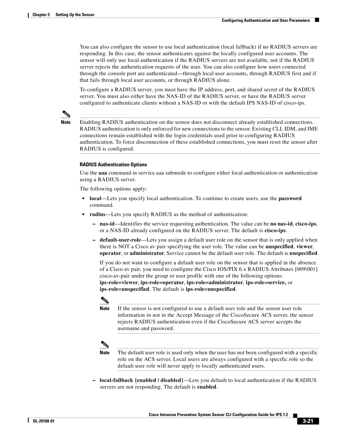 Cisco Systems IPS4510K9 manual Radius Authentication Options 