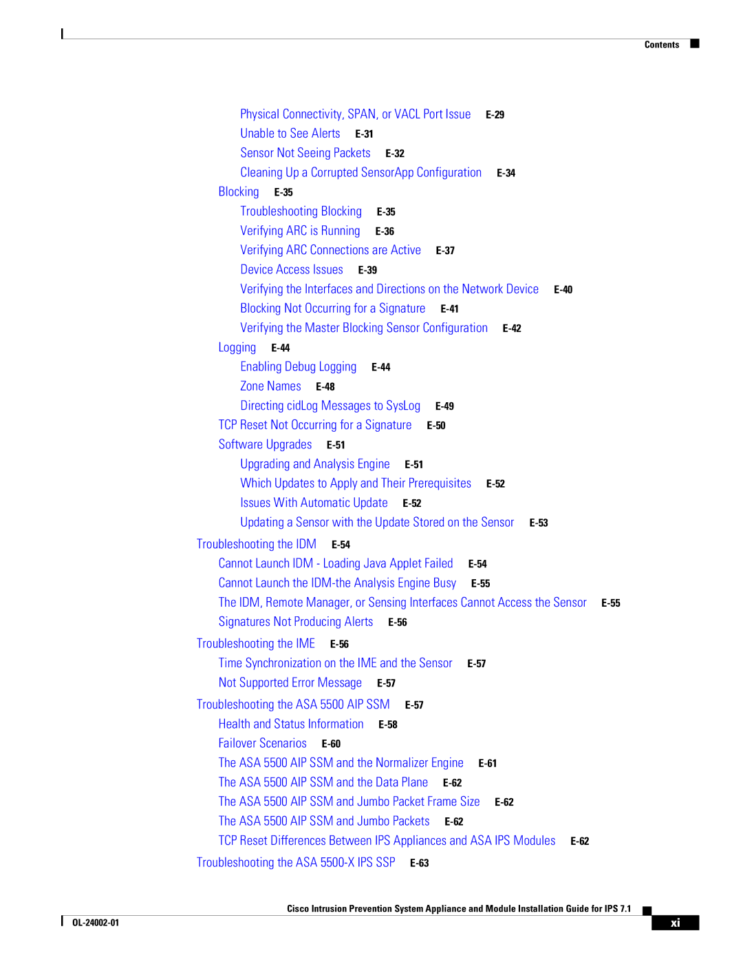 Cisco Systems IPS4520K9 manual Verifying the Master Blocking Sensor Configuration E-42 