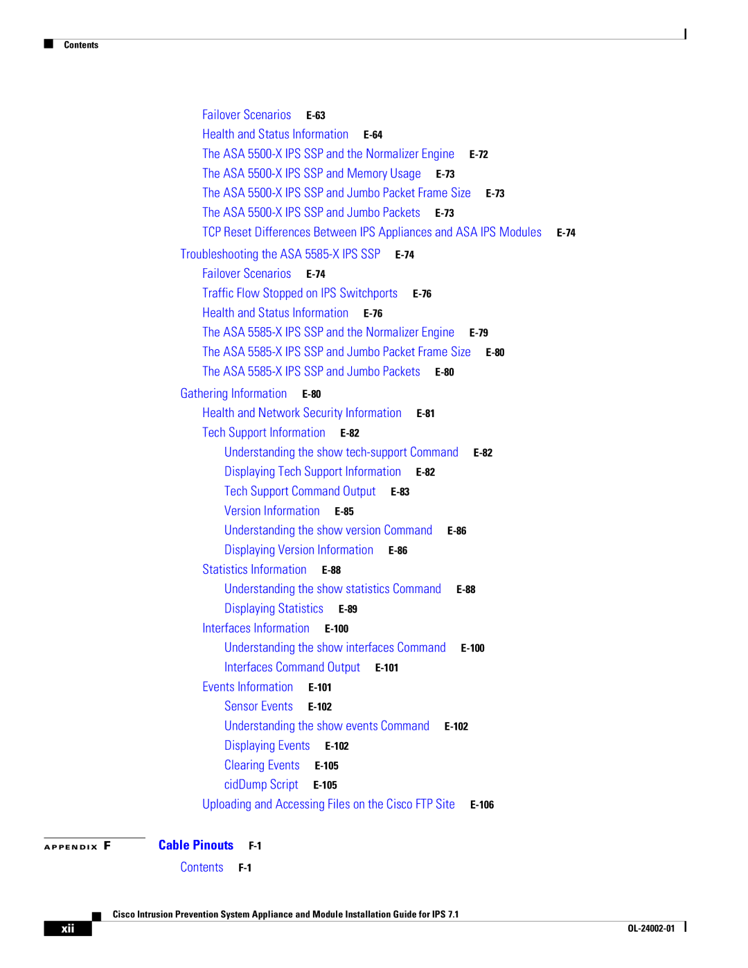 Cisco Systems IPS4520K9 manual Statistics Information E-88 