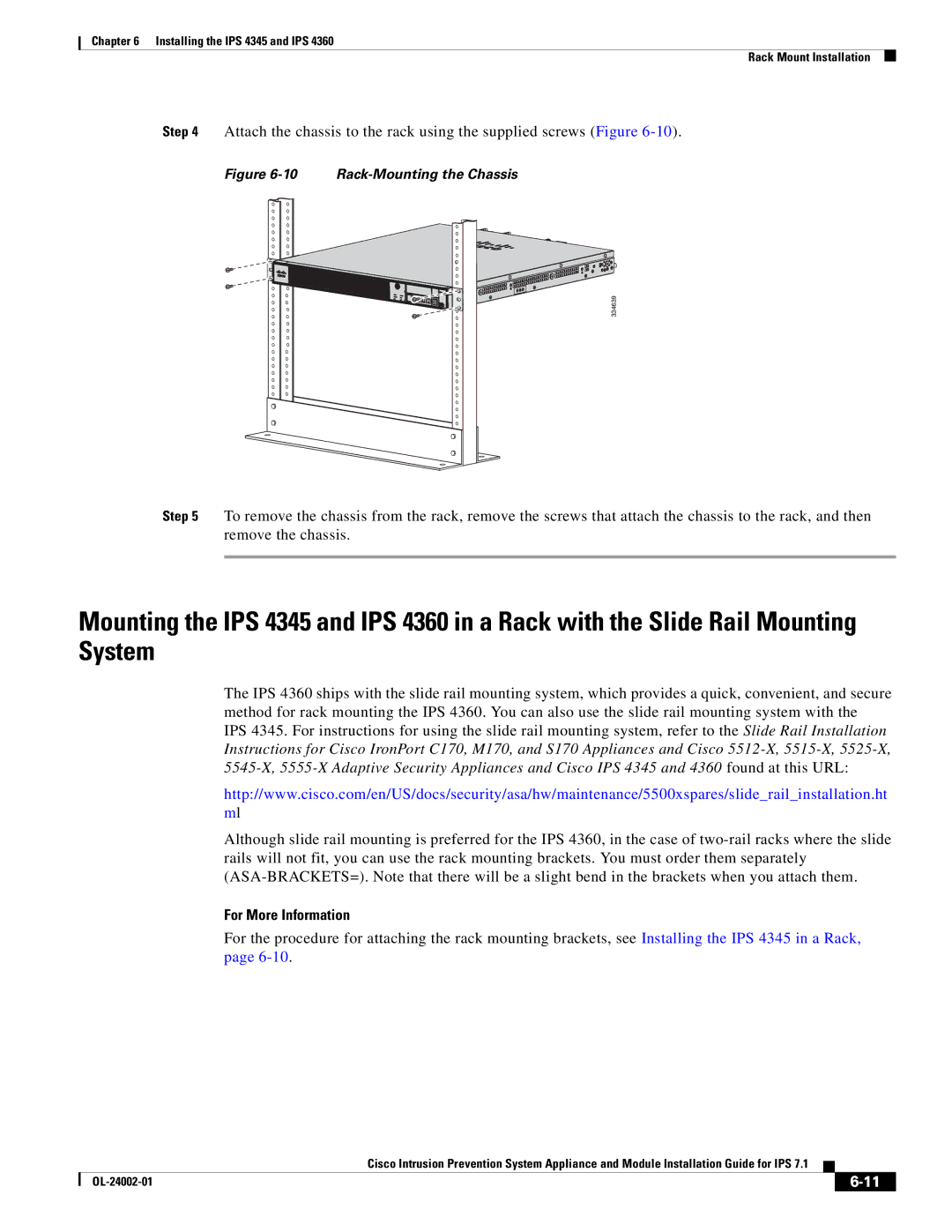 Cisco Systems IPS4520K9 manual Rack-Mounting the Chassis 