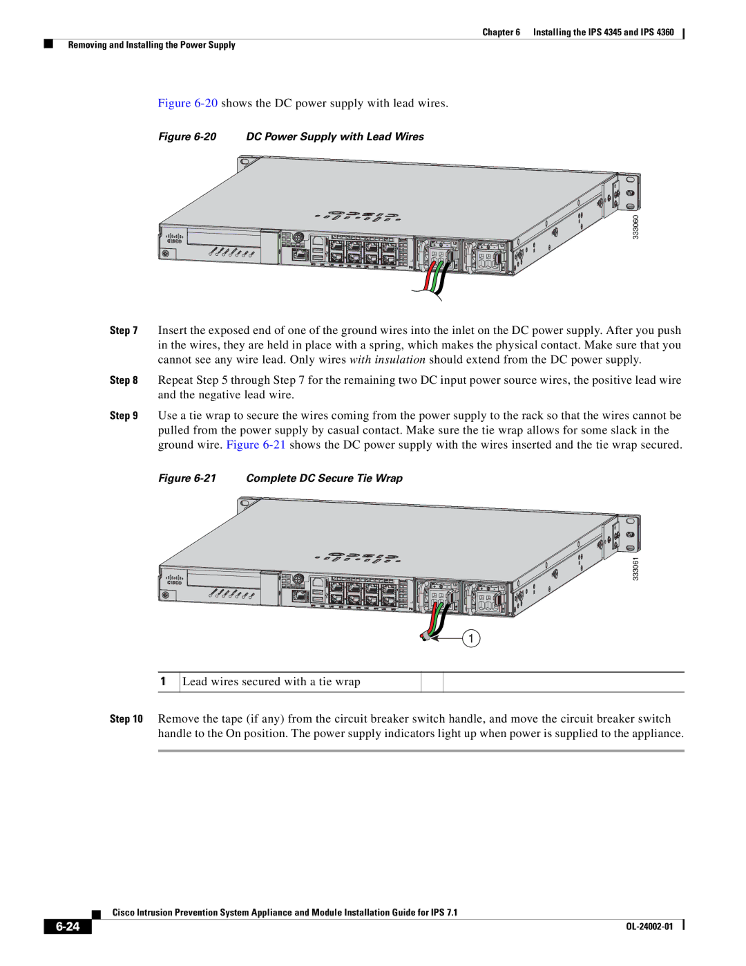 Cisco Systems IPS4520K9 manual 20shows the DC power supply with lead wires 