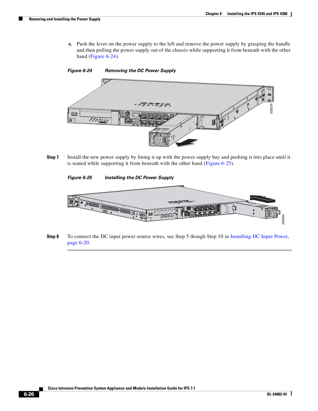 Cisco Systems IPS4520K9 manual Removing the DC Power Supply 