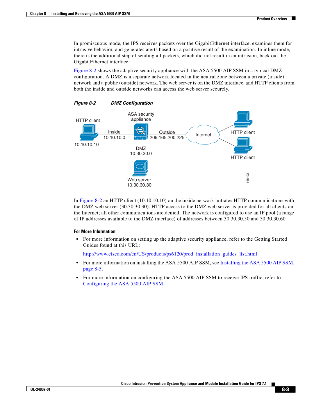 Cisco Systems IPS4520K9 manual DMZ Configuration 