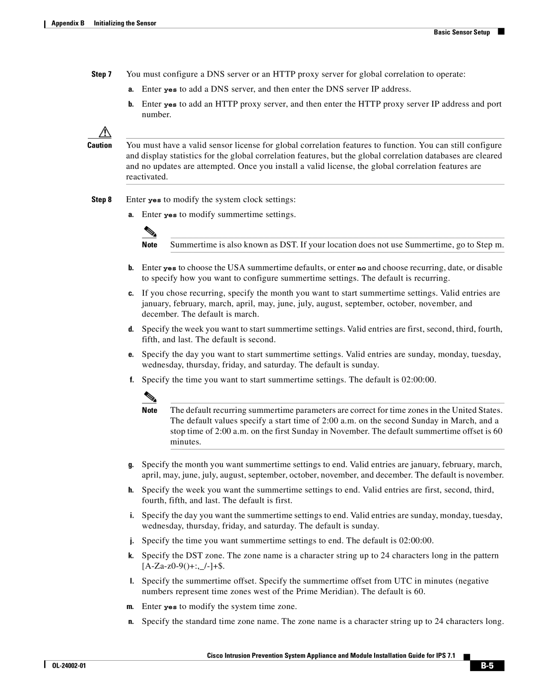 Cisco Systems IPS4520K9 manual Appendix B Initializing the Sensor Basic Sensor Setup 