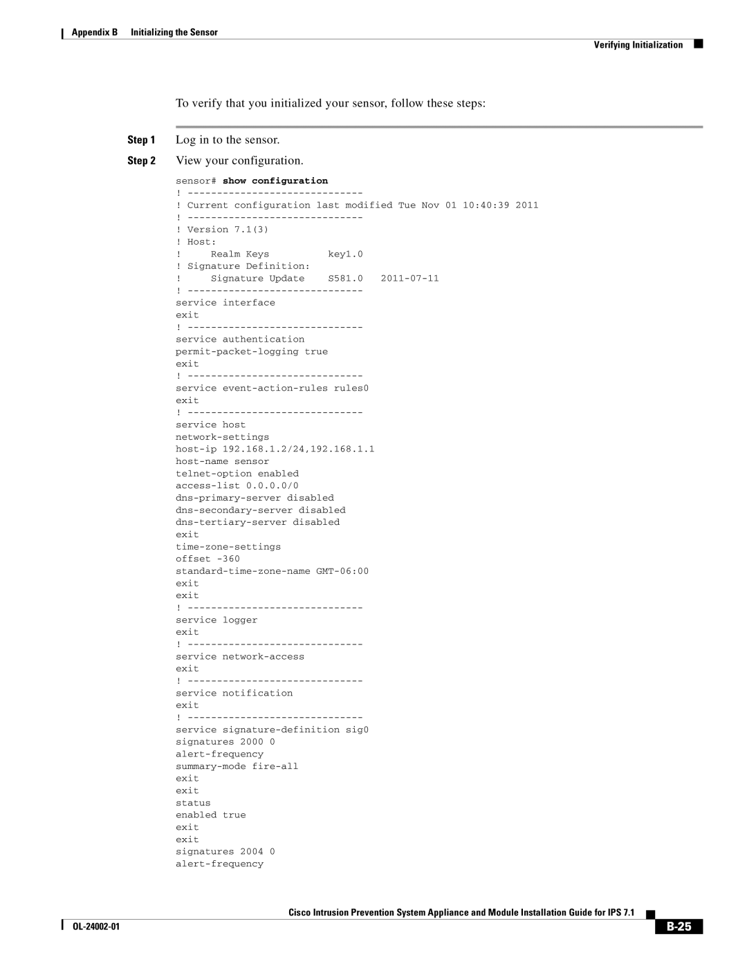 Cisco Systems IPS4520K9 manual Log in to the sensor, View your configuration 