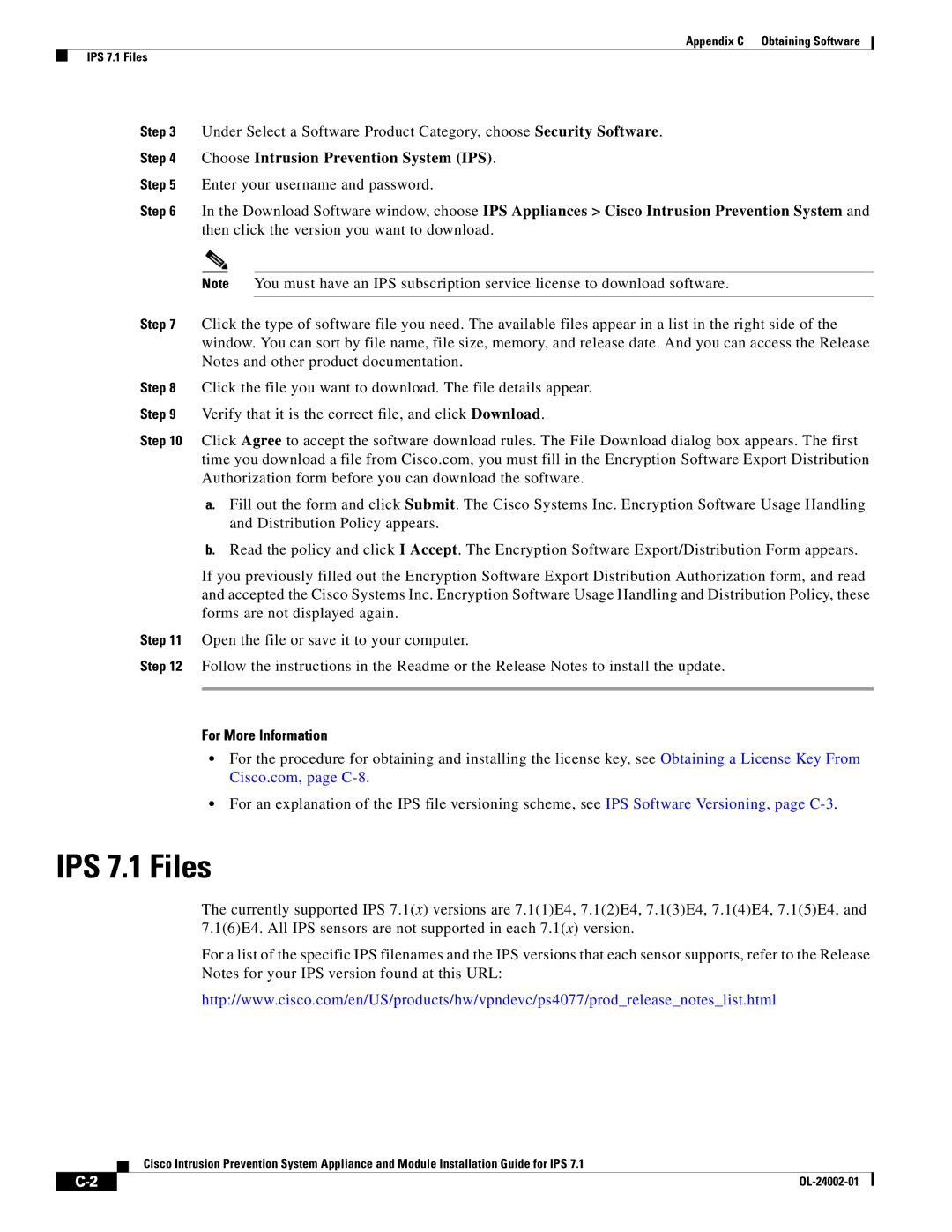 Cisco Systems IPS4520K9 manual IPS 7.1 Files, Enter your username and password 