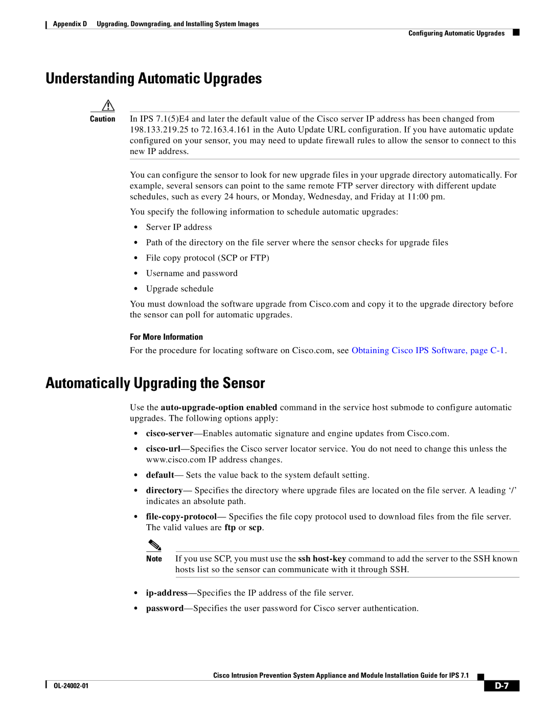 Cisco Systems IPS4520K9 manual Understanding Automatic Upgrades, Automatically Upgrading the Sensor 