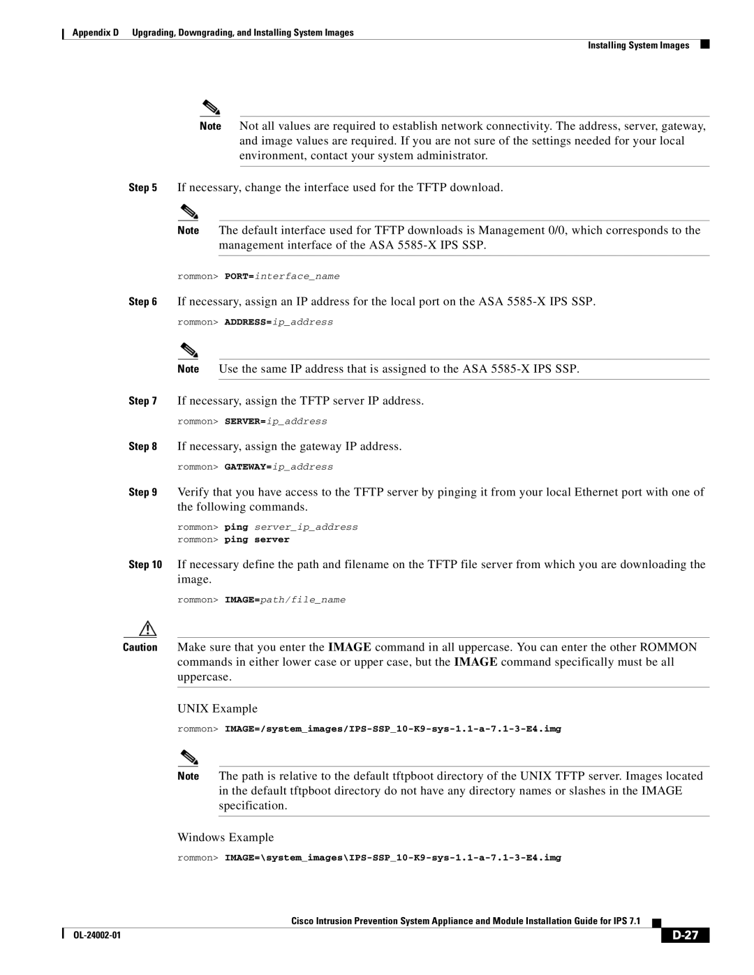 Cisco Systems IPS4520K9 manual If necessary, assign the Tftp server IP address 