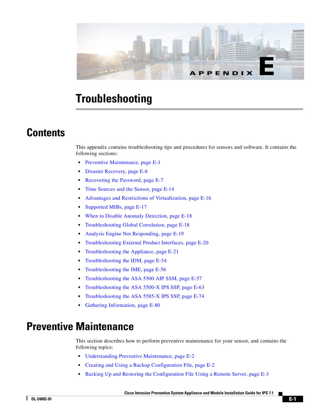 Cisco Systems IPS4520K9 manual Troubleshooting, Preventive Maintenance 