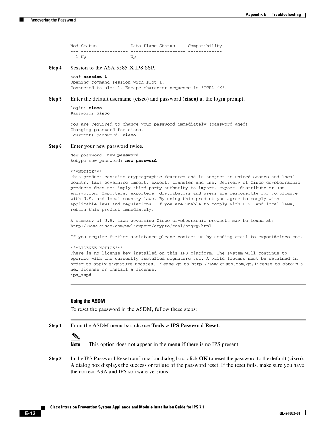 Cisco Systems IPS4520K9 manual Session to the ASA 5585-X IPS SSP, Asa# session 