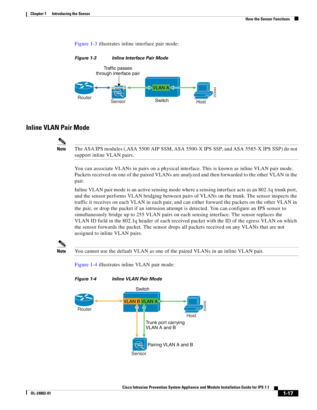 Cisco Systems IPS4520K9 manual Inline Vlan Pair Mode, 3illustrates inline interface pair mode 