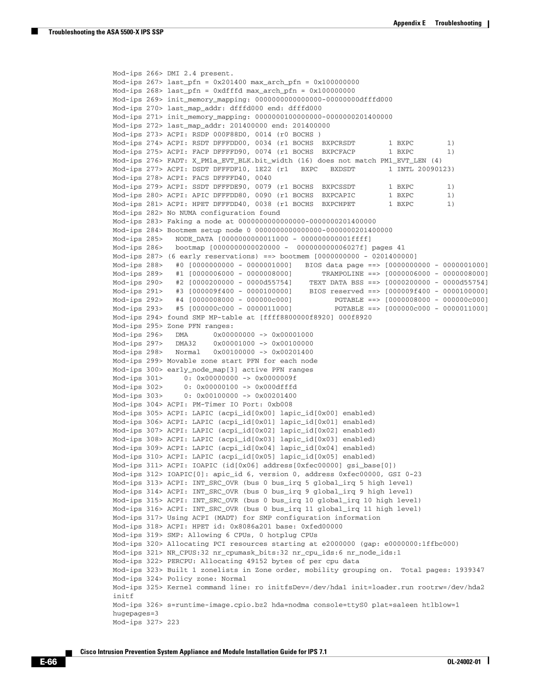 Cisco Systems IPS4520K9 manual Appendix E 