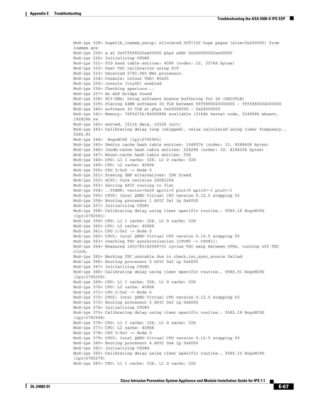 Cisco Systems IPS4520K9 manual Mod-ips 351 Freeing SMP alternatives 29k freed 