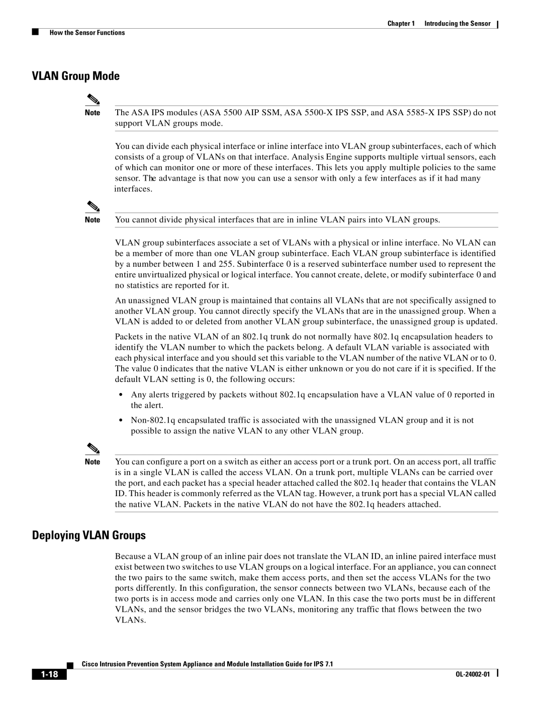 Cisco Systems IPS4520K9 manual Vlan Group Mode, Deploying Vlan Groups 