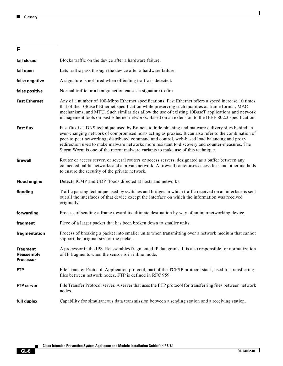 Cisco Systems IPS4520K9 manual GL-8 