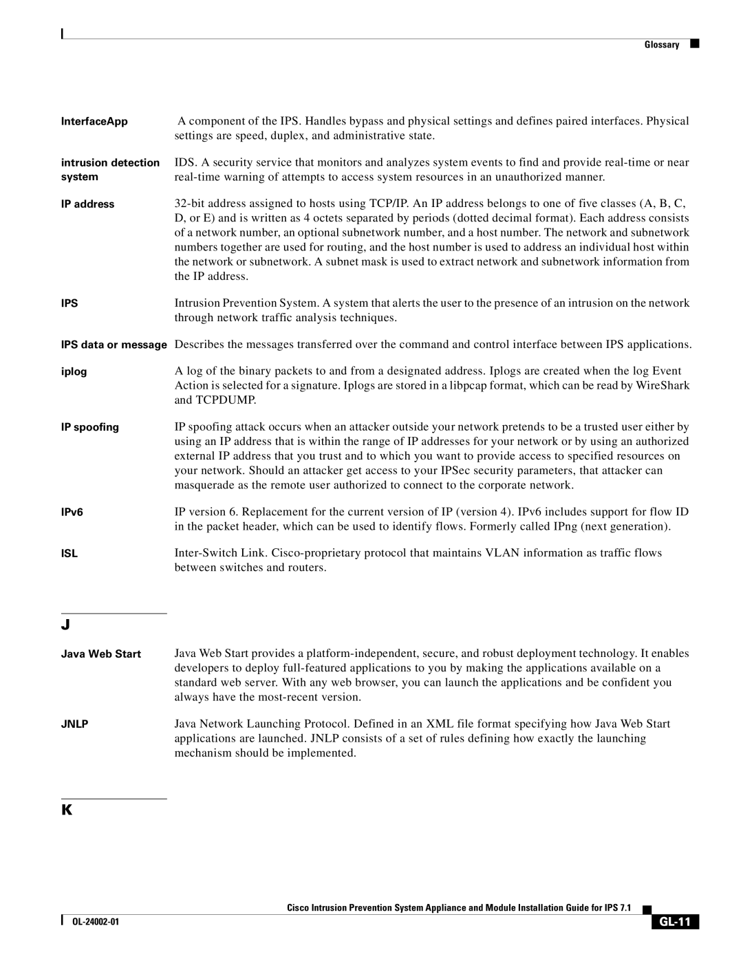 Cisco Systems IPS4520K9 manual Through network traffic analysis techniques, Tcpdump, GL-11 