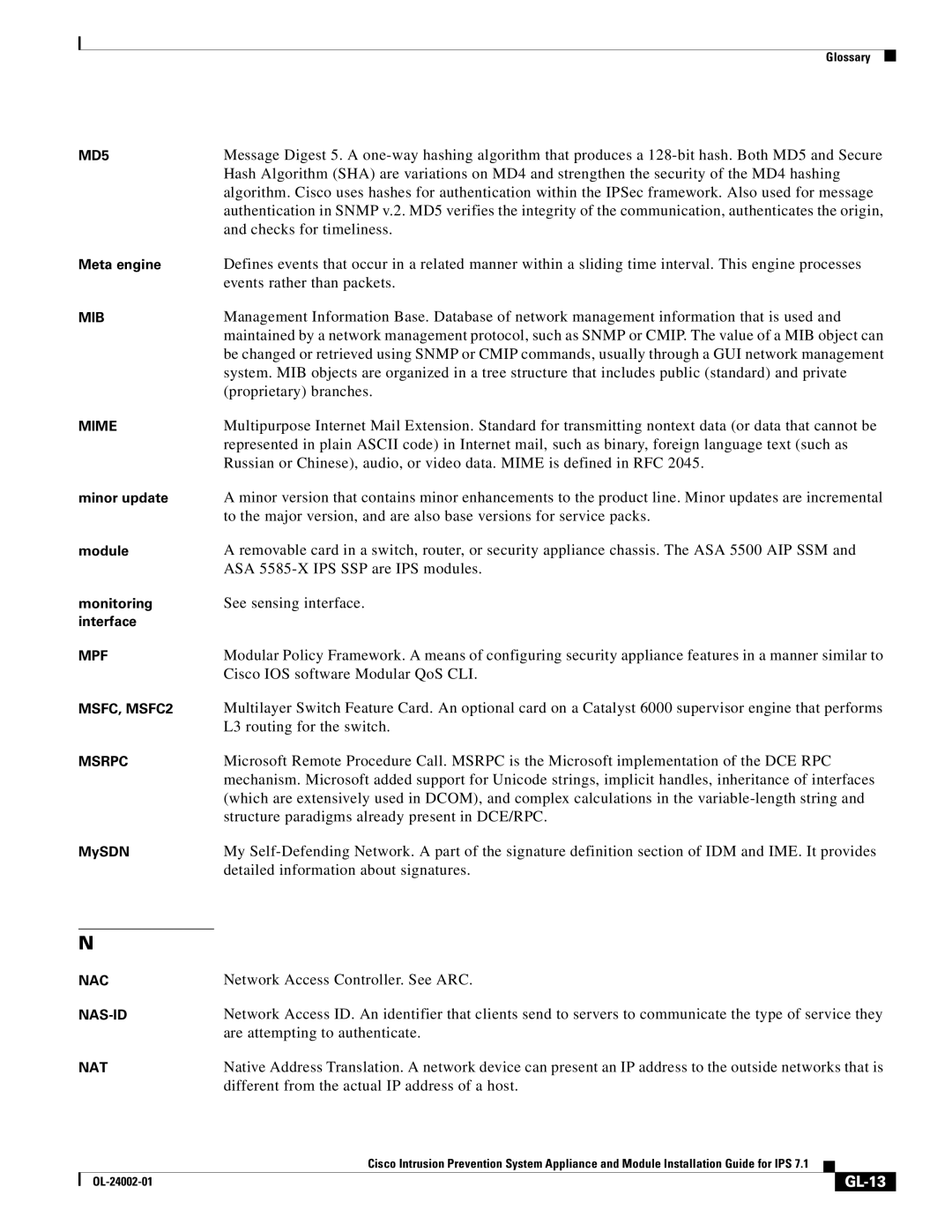 Cisco Systems IPS4520K9 manual GL-13 