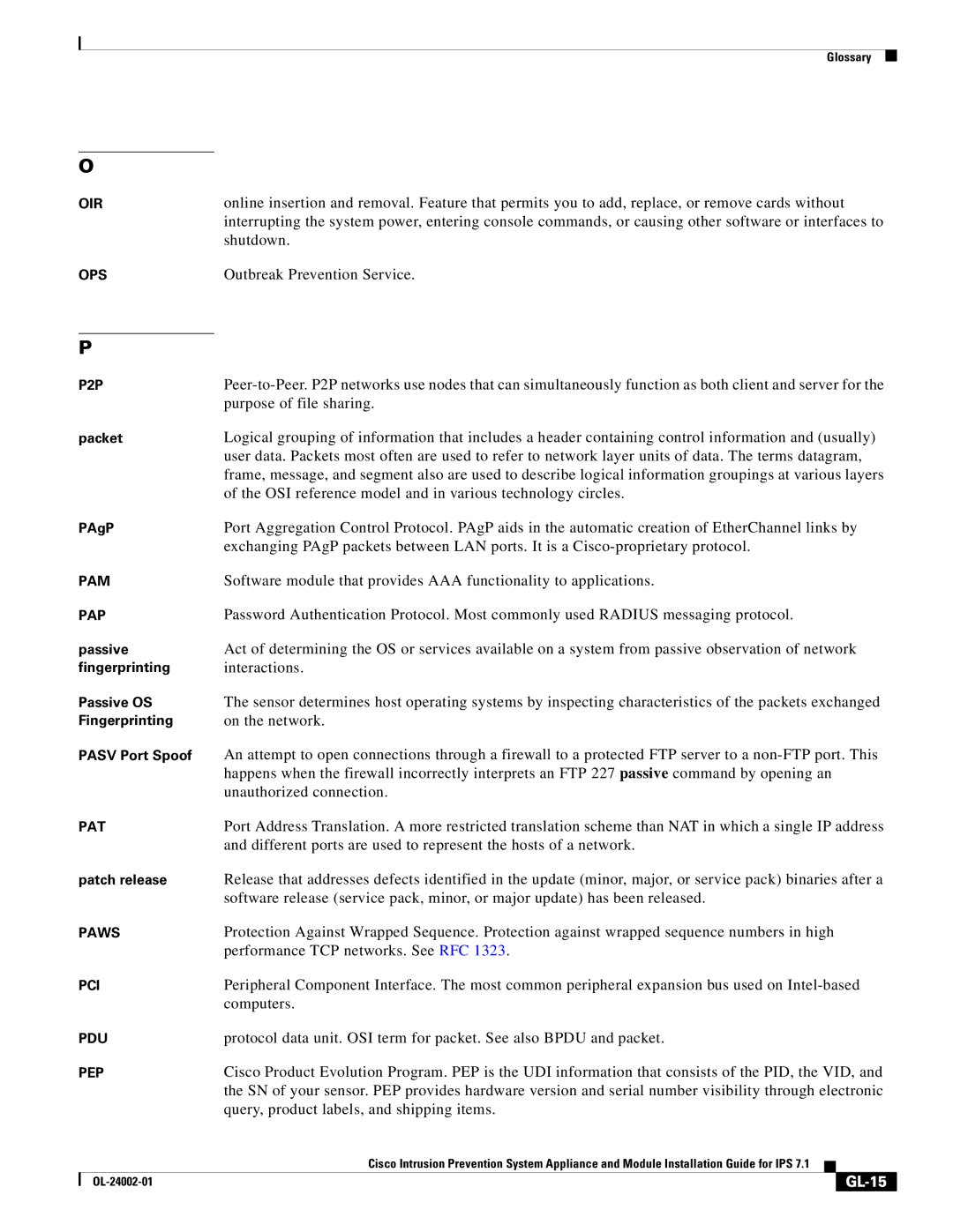 Cisco Systems IPS4520K9 manual GL-15 