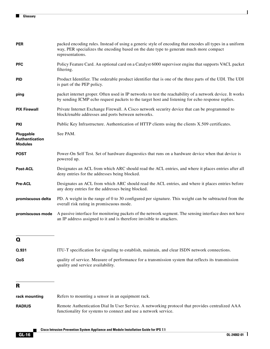 Cisco Systems IPS4520K9 manual GL-16 