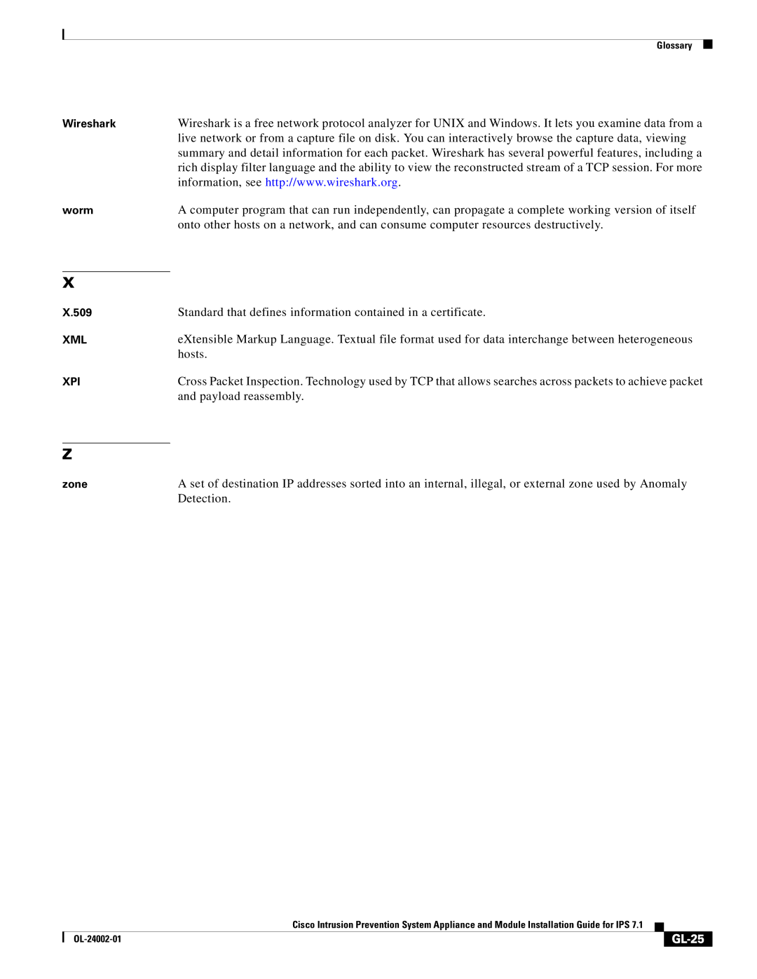 Cisco Systems IPS4520K9 manual Hosts, Payload reassembly, GL-25 