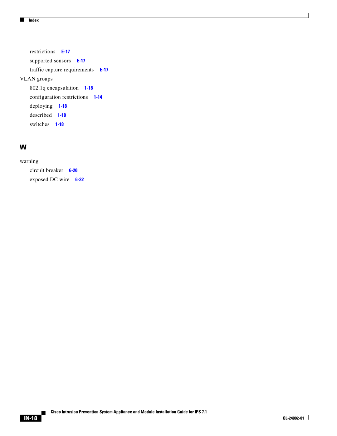 Cisco Systems IPS4520K9 manual IN-18 