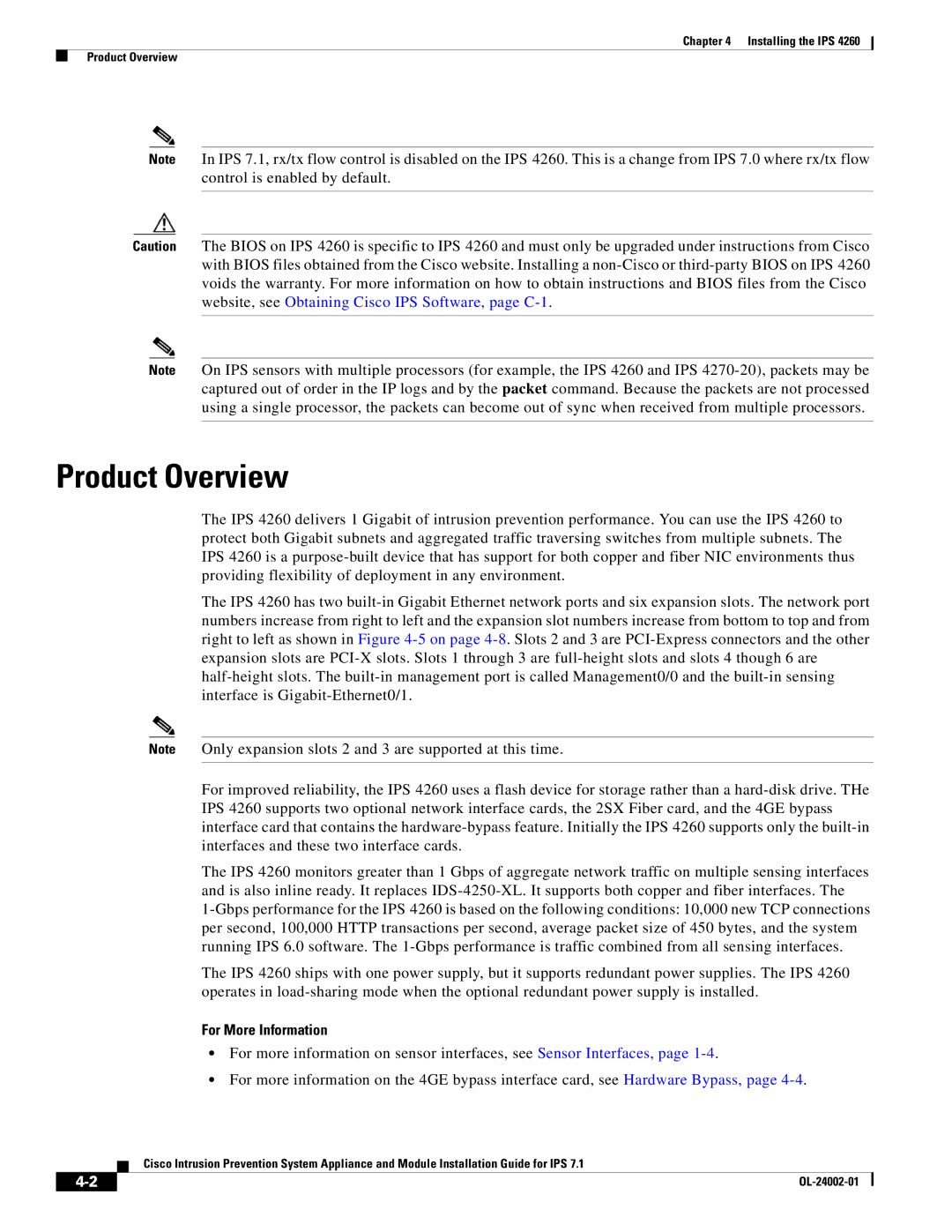 Cisco Systems IPS4520K9 manual Installing the IPS Product Overview 