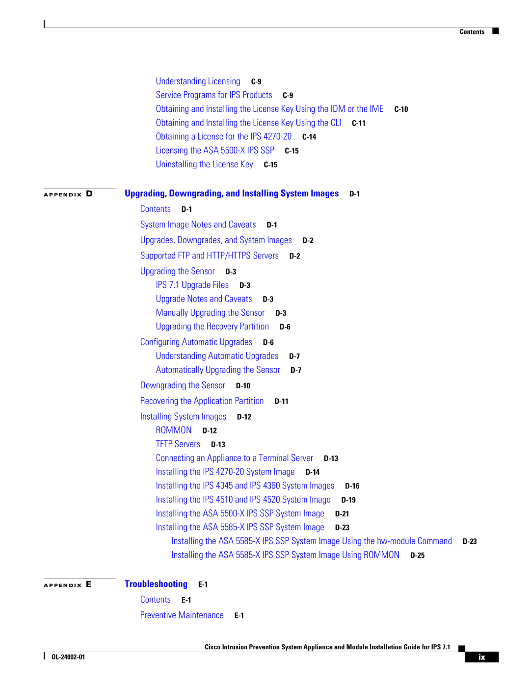 Cisco Systems IPS4520K9 manual Obtaining and Installing the License Key Using the CLI C-11 