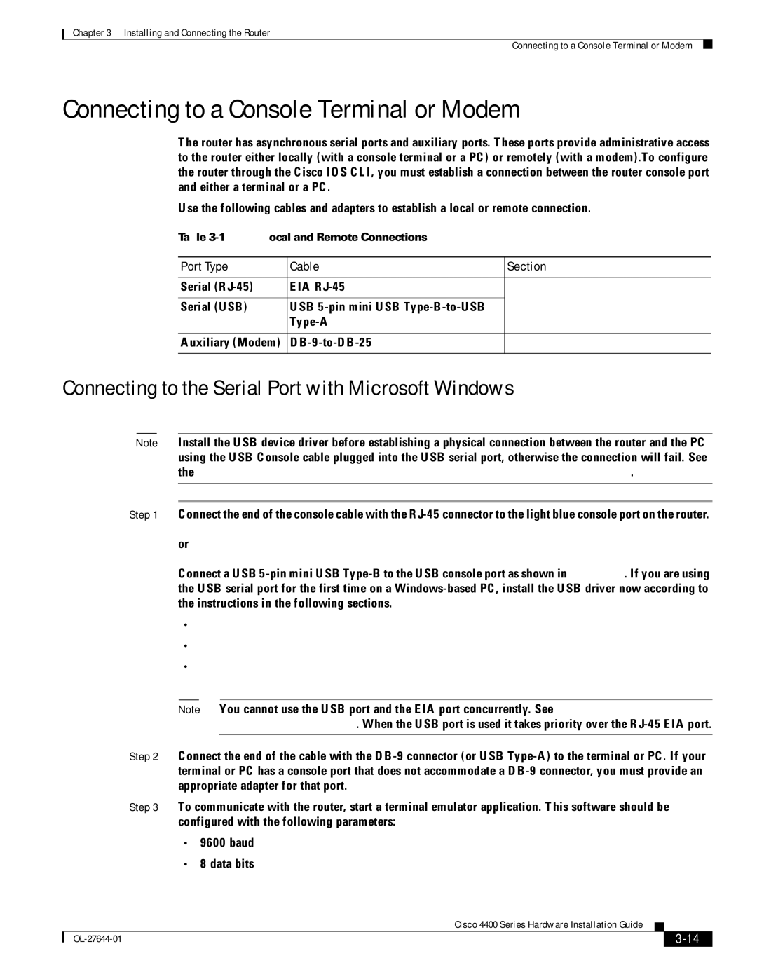 Cisco Systems ISR4451XK9 Connecting to a Console Terminal or Modem, Connecting to the Serial Port with Microsoft Windows 