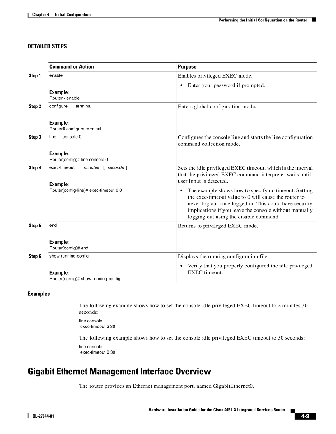 Cisco Systems ISR4451XK9 manual Gigabit Ethernet Management Interface Overview 