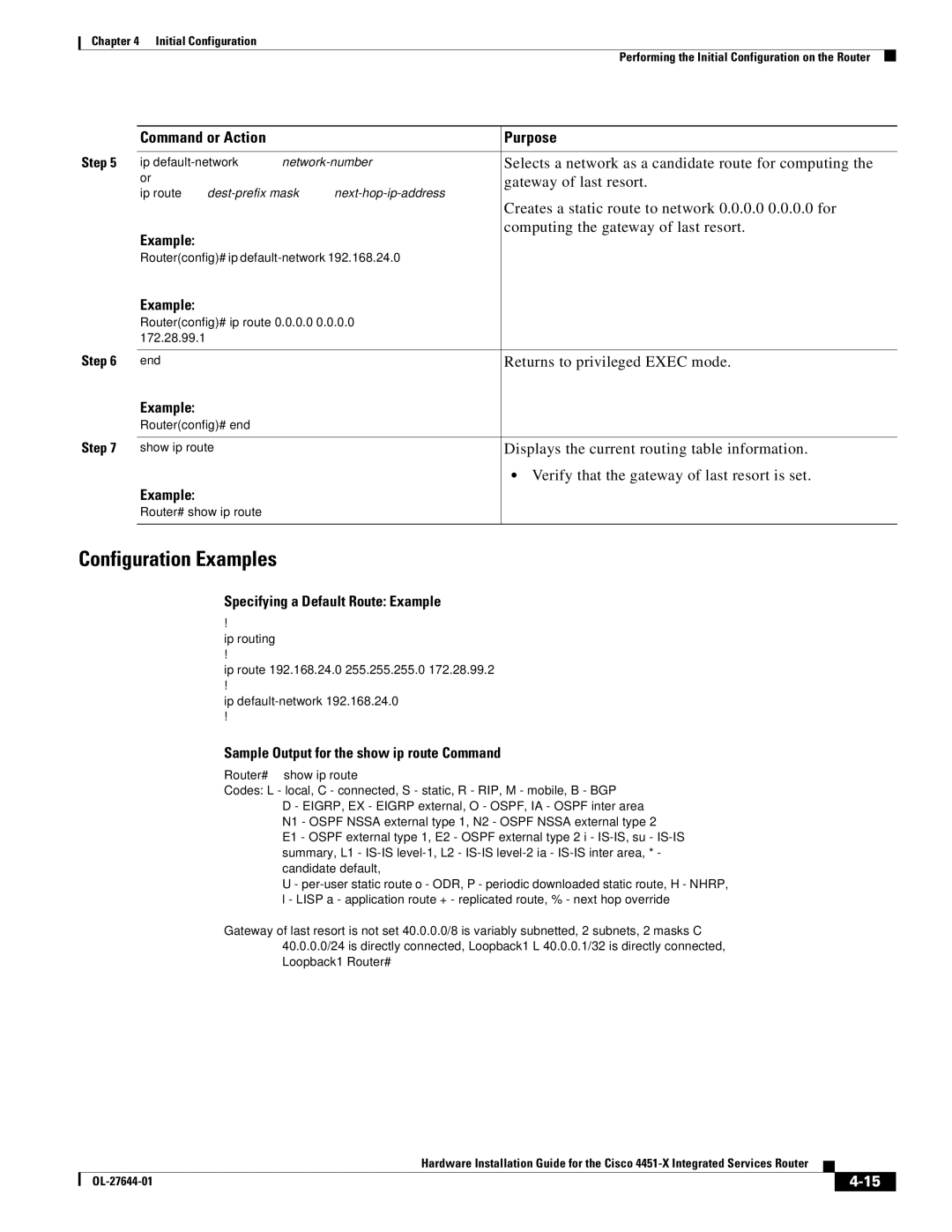 Cisco Systems ISR4451XK9 manual Configuration Examples 