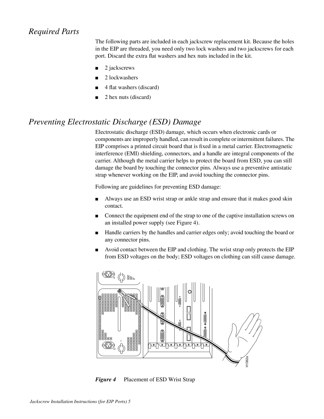Cisco Systems Jackscrew installation instructions Required Parts, Preventing Electrostatic Discharge ESD Damage 