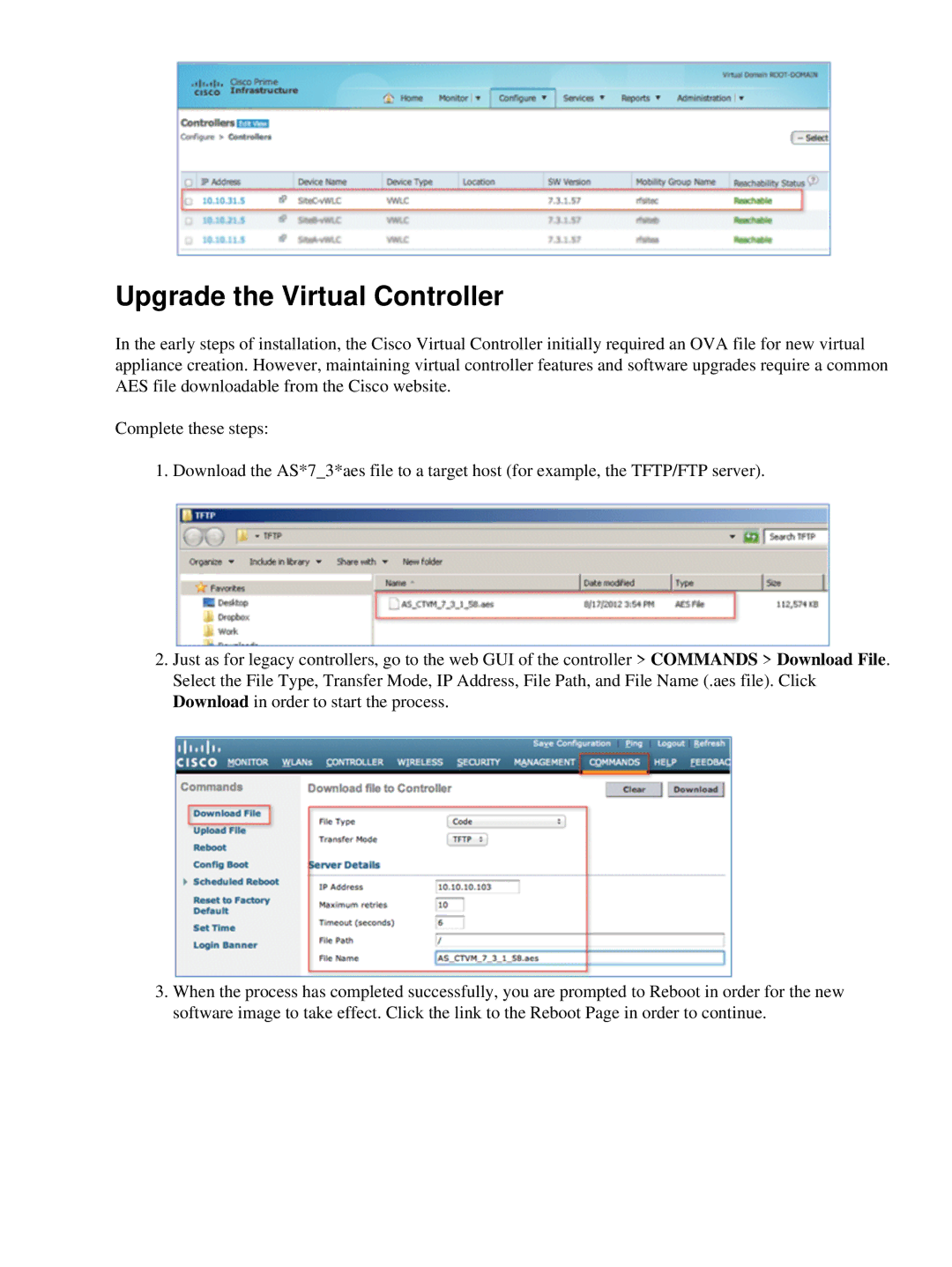 Cisco Systems LAIRCTVM5K9 manual Upgrade the Virtual Controller 