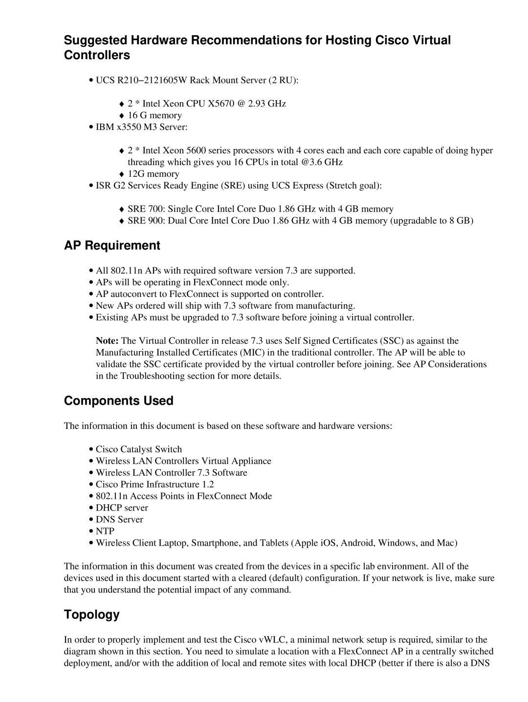 Cisco Systems LAIRCTVM5K9 manual AP Requirement, Components Used, Topology 