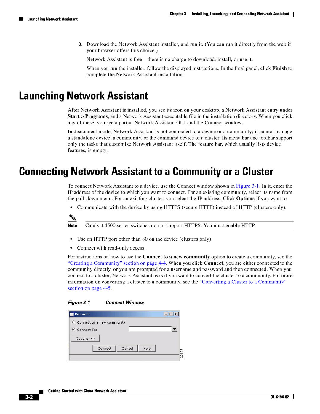 Cisco Systems manual Launching Network Assistant, Connecting Network Assistant to a Community or a Cluster 