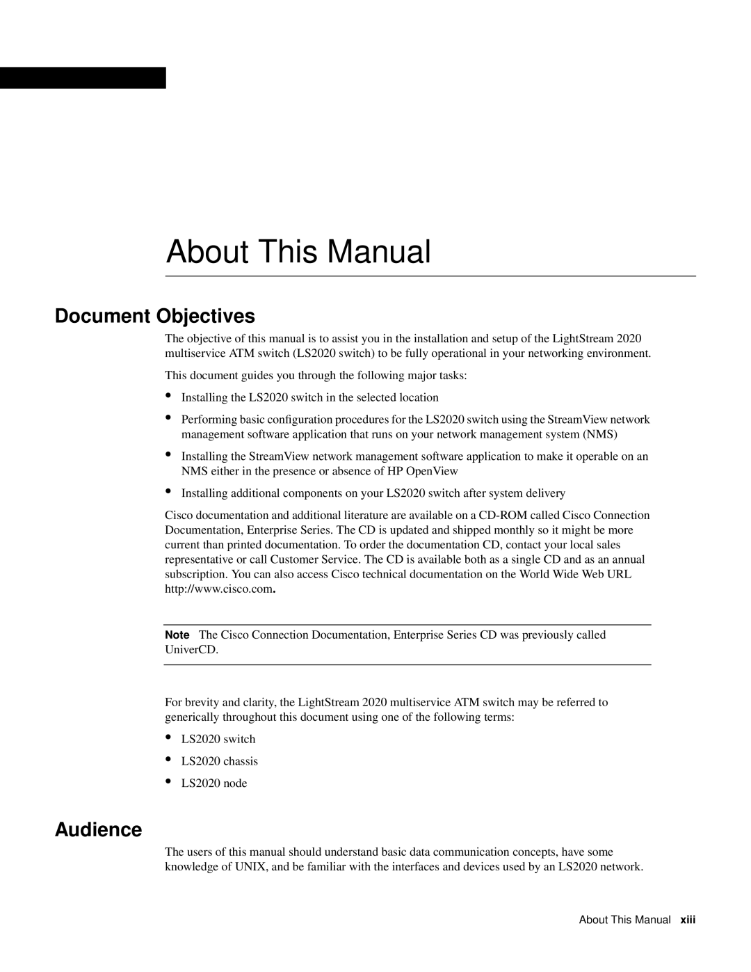 Cisco Systems LS2020 manual Document Objectives, Audience, About This Manual 