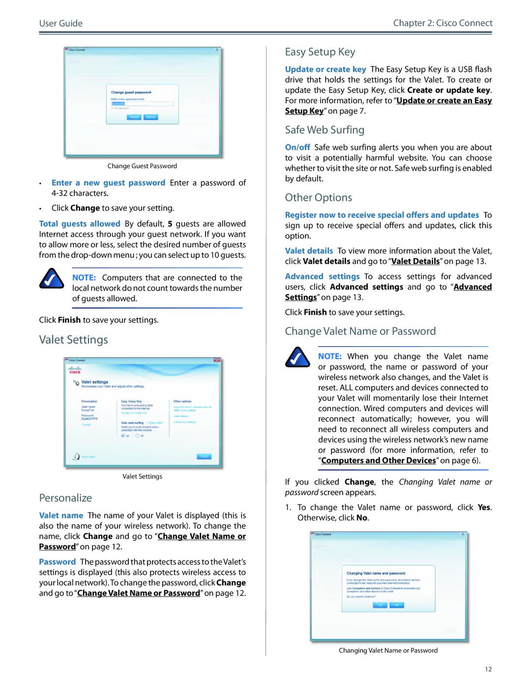 Cisco Systems M20, M10 manual Valet Settings 