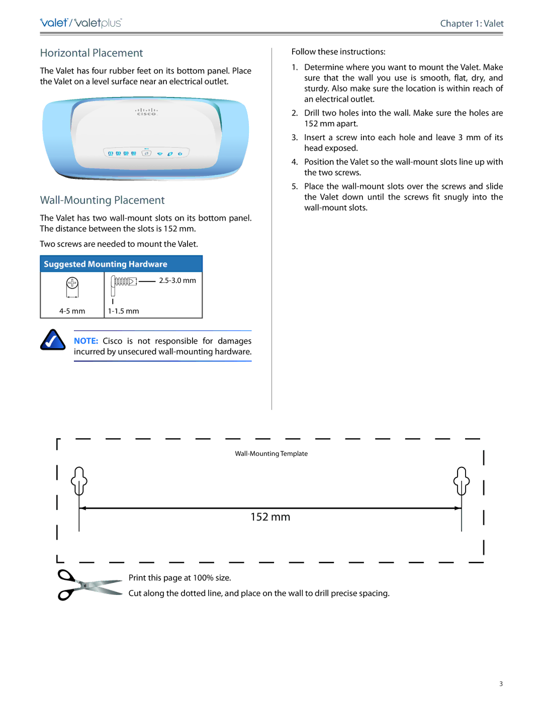 Cisco Systems M10, M20 manual Horizontal Placement, Wall-Mounting Placement 