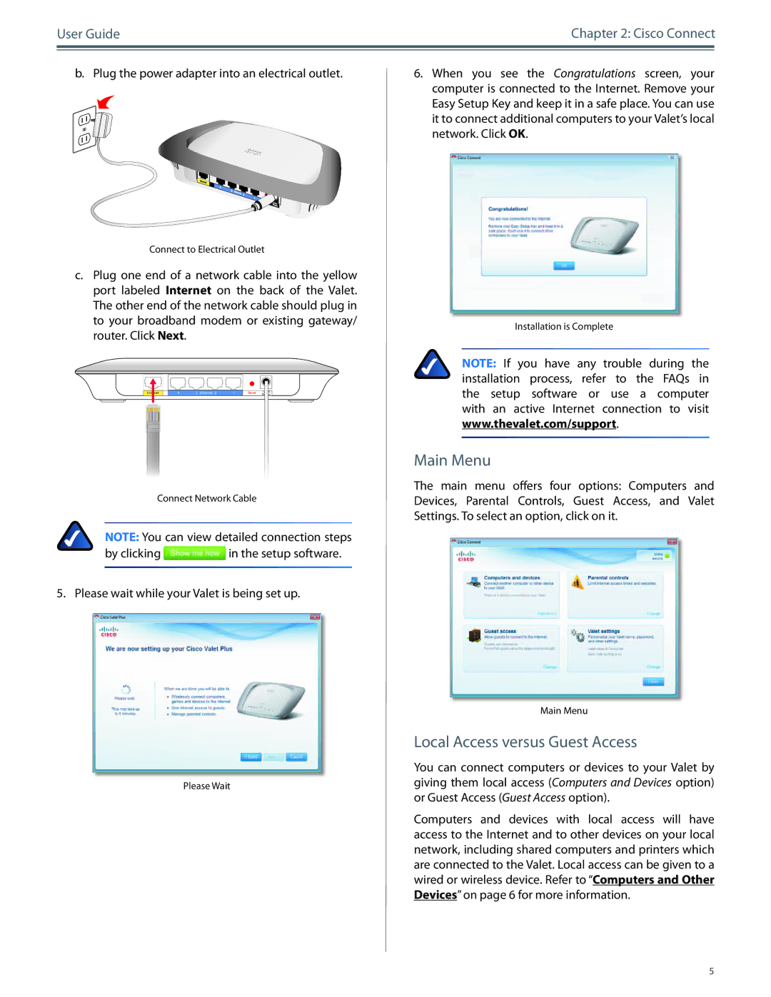 Cisco Systems M10, M20 manual Main Menu, Local Access versus Guest Access 