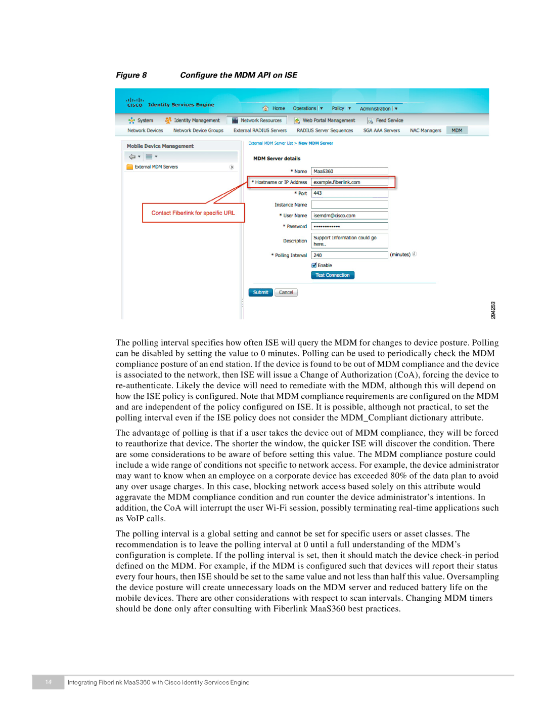 Cisco Systems MaaS360 manual Configure the MDM API on ISE 