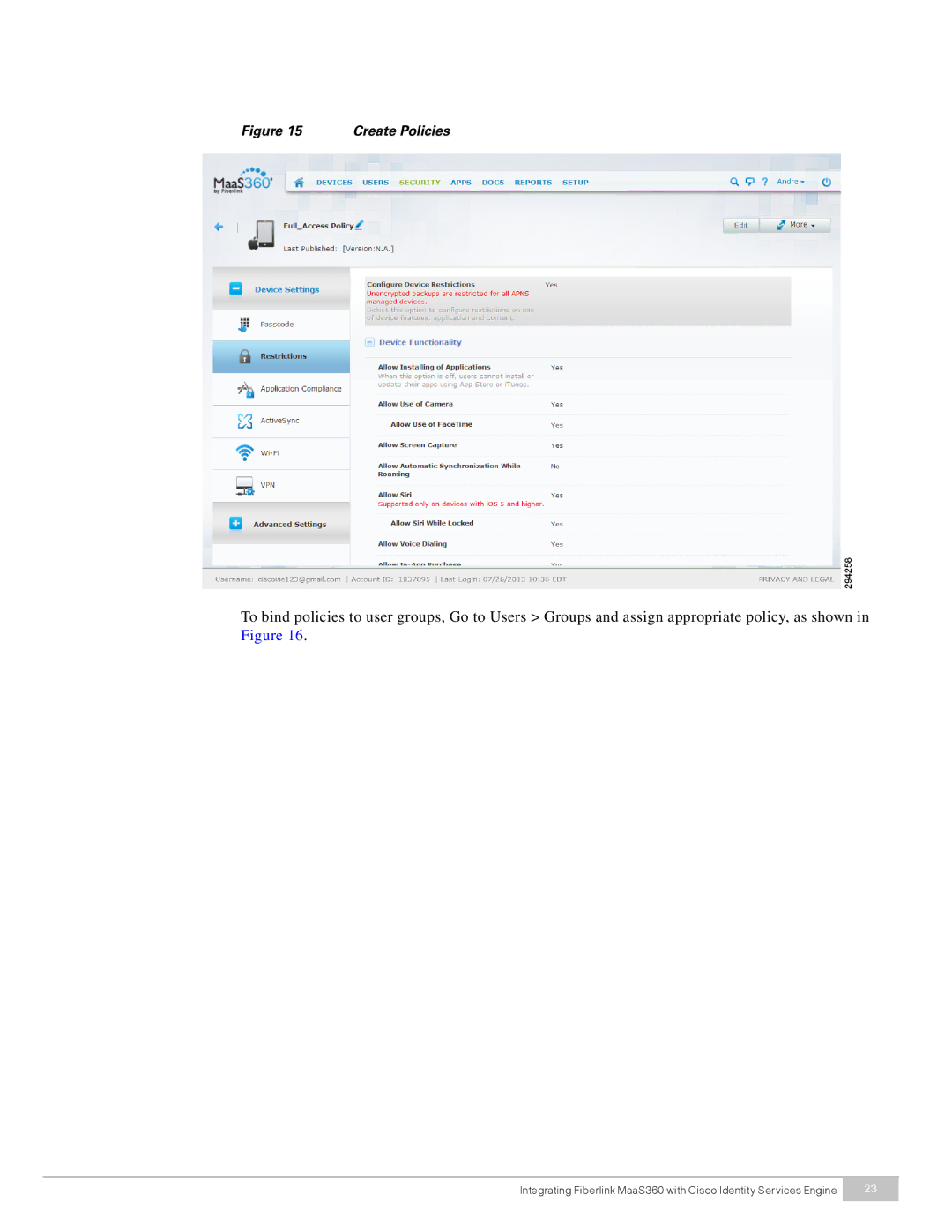 Cisco Systems MaaS360 manual Create Policies 