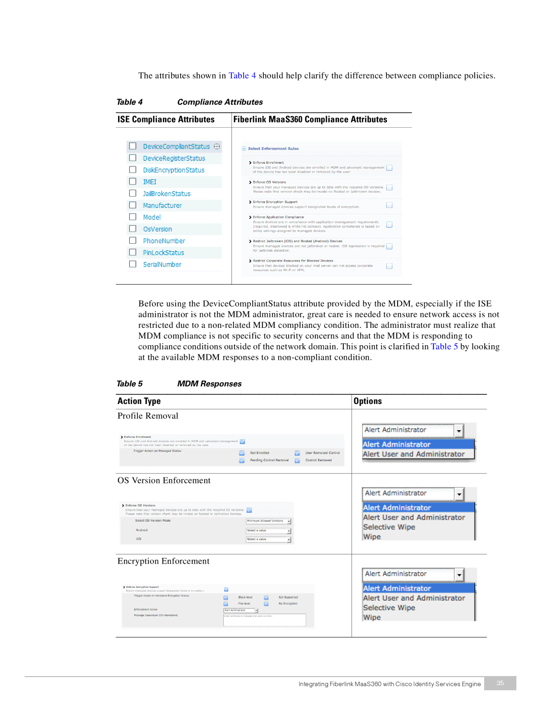 Cisco Systems MaaS360 manual Action Type Options 