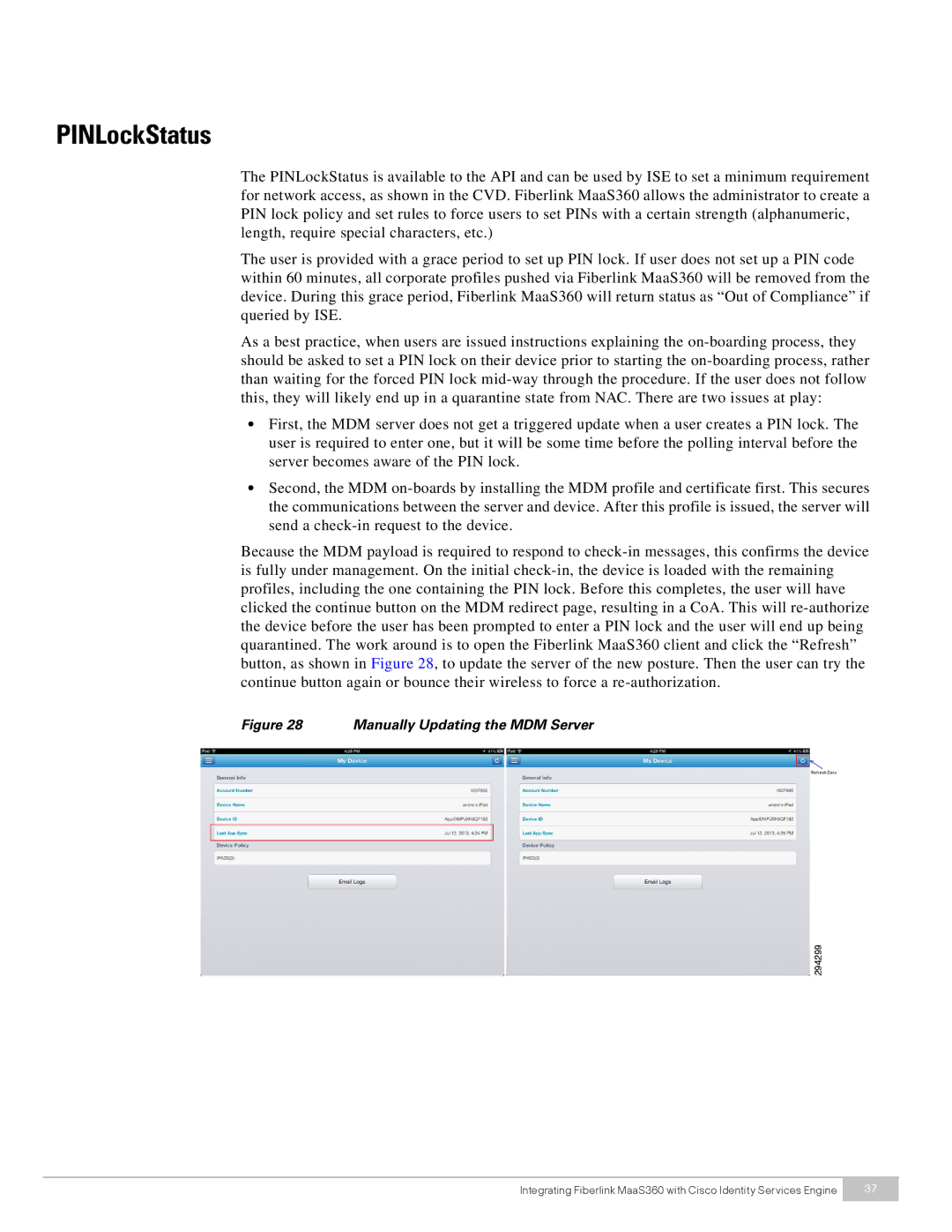 Cisco Systems MaaS360 manual PINLockStatus, Manually Updating the MDM Server 